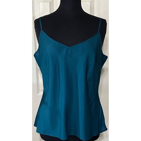 Worthington Brand Teal Blue Sheer Ruffled Blouse 100% Polyester Women's Size L - Picture 11 of 16